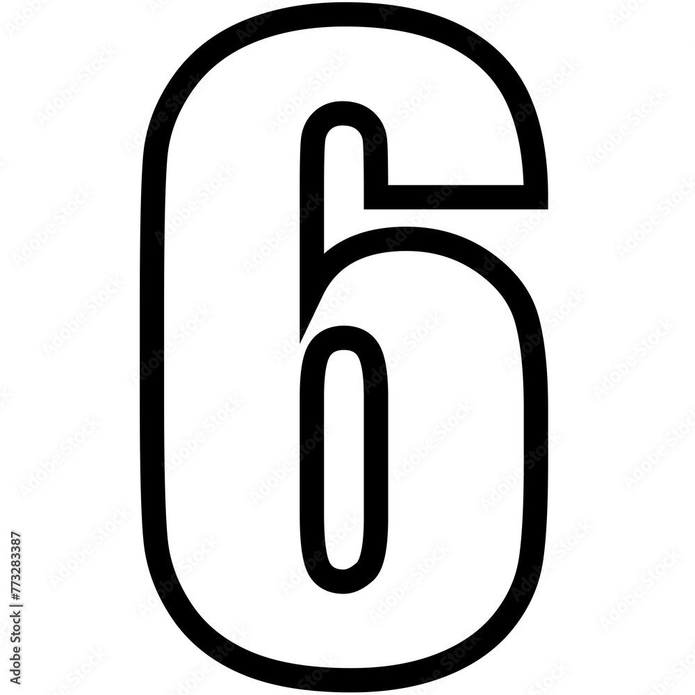 Fototapete Number font set, 0-9 numbers, Simple round numbers symbol
