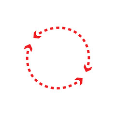 Red dual semi-circle arrow. Vector illustration. Semicircular curved thin long double-ended arrow.