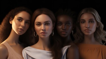  Portrait of Diverse Group of Beautiful Women with Confidence