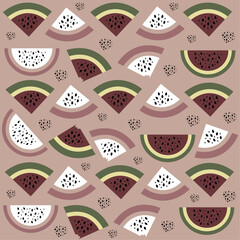 Watermelon pattern illustration. Summer vector background with watermelon slices. Watermelon wallpaper pattern. Watermelon pattern vector. 