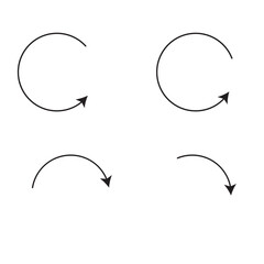 Dual semi-circle arrow. Vector illustration. Semicircular curved thin-ended long  arrow