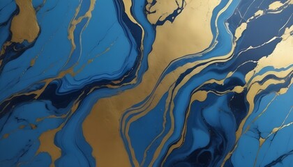Cloudy luxury blue marble tile texture with gold veins pattern decorations