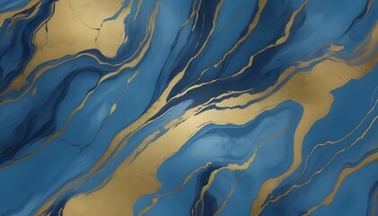 Cloudy luxury blue marble tile texture with gold veins pattern decorations