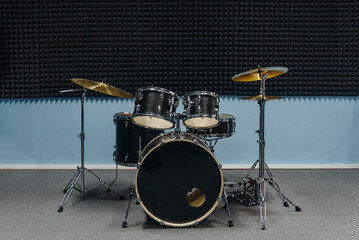 drum set in rehearsal room