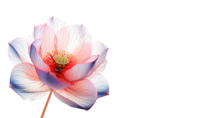 Obraz na płótnie Canvas Translucent Pink Blossom Lotus Isolated on White. Vesak Day Celebration