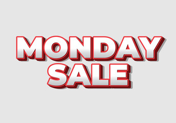Monday sale. Text effect in 3D style with eye catching colors