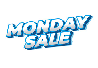 Monday sale. Text effect in 3D style with eye catching colors