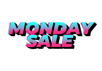 Monday sale. Text effect in 3D style with eye catching colors