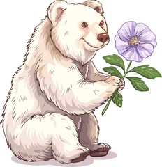 Fototapeten Vintage Adorable Bear with Floral flowers Vector Illustration © Emmyn2222