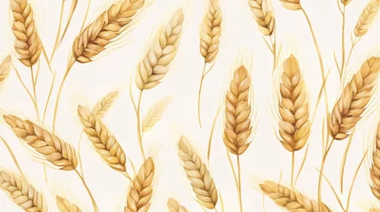 Foto op Plexiglas Seamless Wheat Spikelet Pattern: Watercolor Herbage Background © zahidcreat0r
