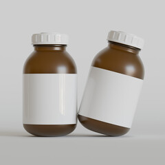 Medicine pill bottle isolated on a white background 3D rendering illustration