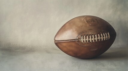 Weathered soccer ball on textured background.