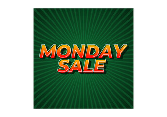 Monday sale. Text effect in 3D style with eye catching colors