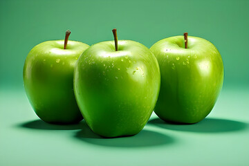 green apples on a green background