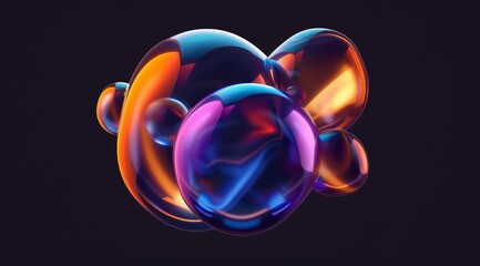 Abstract colored spheres in flight. - obrazy, fototapety, plakaty