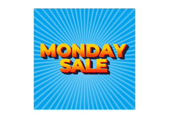 Monday sale. Text effect in 3D style with eye catching colors