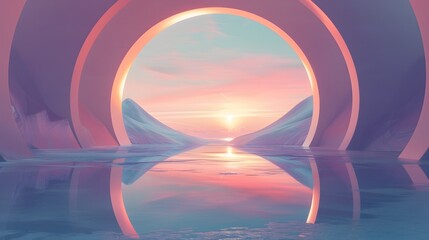 Mesmerizing 3D Gateway Opening to Infinite Geometric Landscapes