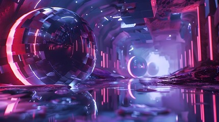 Mesmerizing Portal to Uncharted Realms:Fluid Geometries and Neon Lights Forge a Captivating Dimensional Passage
