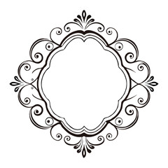 Vector of calligraphic decorative black frames isolated on a white background.