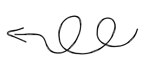 Hand drawn simple arrow drawn with wax crayon, chalk or charcoal. Uneven dry texture for underlining highlighting. Pencil drawn lines, strikethrough, grungy vector isolated on white