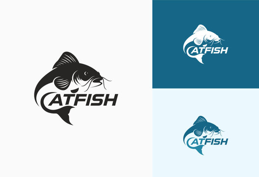 catfish typography logo design vector illustration
