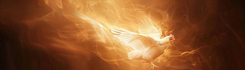 An ethereal image of a chicken glowing with an inner light symbolizing purity and renewal - obrazy, fototapety, plakaty