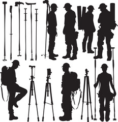 Set of Silhouette Camera Man vector illustration. black man Silhouette vector collection