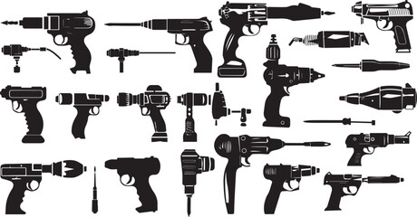 Set of Silhouette Water Gun vector illustration. 
