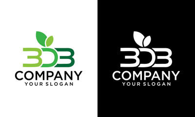 Letter B and 3 leave logo icon design template elements. Simple minimalist template graphic illustration. Creative vector emblem, for icon or design concept.