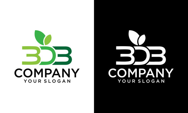 Letter B and 3 leave logo icon design template elements. Simple minimalist template graphic illustration. Creative vector emblem, for icon or design concept.