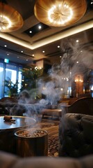 Cigar lounge evening, smoke swirls, leisures luxury - obrazy, fototapety, plakaty
