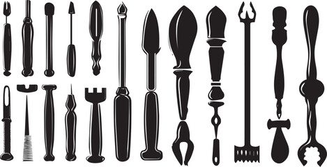 Set of silhouette Tools vector design