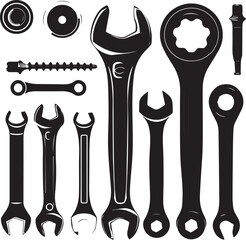 Set of Silhouette mechanic Tools vector collection