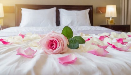 Fototapeta na wymiar Rose on the bed