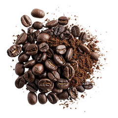 Grounded coffee isolated on transparent background