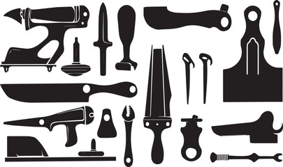 Set of  Tools Silhouette vector illustration. Black Silhouette Tools Vector Collection