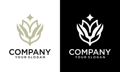 Lotus Flower Logo abstract Beauty Spa salon Cosmetics brand Linear style. Looped Leaves Logotype design vector Luxury Fashion template.