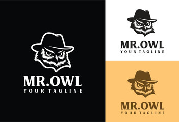 logo illustration of an owl head wearing a cowboy hat