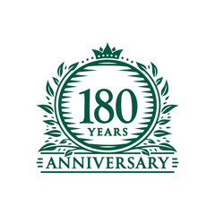 180 years celebrating anniversary design template. 180th anniversary logo. Vector and illustration.