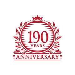 190 years celebrating anniversary design template. 190th anniversary logo. Vector and illustration.