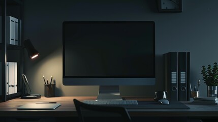 Blank computer monitor at the desk with clipping path
