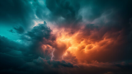 Fototapeta na wymiar Dangerous and violent lightning, lightning storm events.