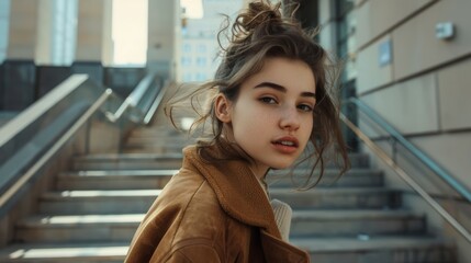 Fashion teen hipster short hair gen z girl