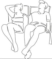 man and woman sunbathing