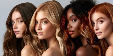 Woman demonstrating balayage highlighting technique on diverse models in a tutorial. Concept Hair Coloring Techniques, Balayage Tutorial, Diverse Models, Styling Tips - obrazy, fototapety, plakaty