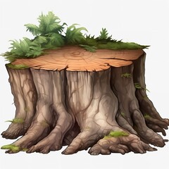 Tree Trunk Wood Podium Isolated on Transparent Background