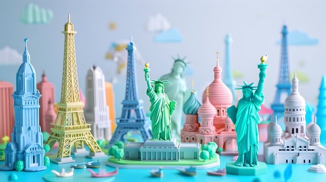 Iconic Global Landmarks Reimagined in Enchanting Clay-Style Miniature Sculptures Showcasing World's Architectural Wonders