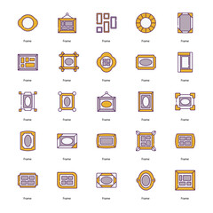 set of frames icons set such as, Frames, icons, design, graphic, vector, illustration, border, layout, composition, elements, decorative, vector stock illustration