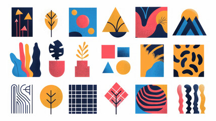 design language for cultural celebrations. Color shapes and design elements. Broad color identity, organic shapes, vector style,generative ai