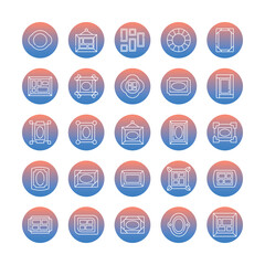 set of Frames icon such as, Frames, icons, design, graphic, vector, illustration, border, layout, composition, elements, vector stock illustration